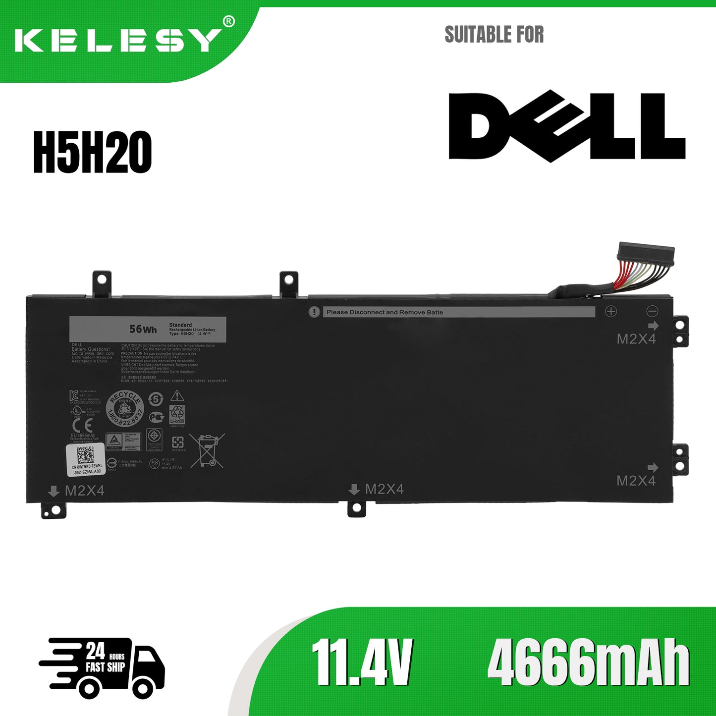 Аккумулятор KELESY H5H20 для ноутбука Dell XPS 15 9550 9560 9570 9590 Precision 5510 5520 5530 5540 Inspiron 7501 7590 7591 Series