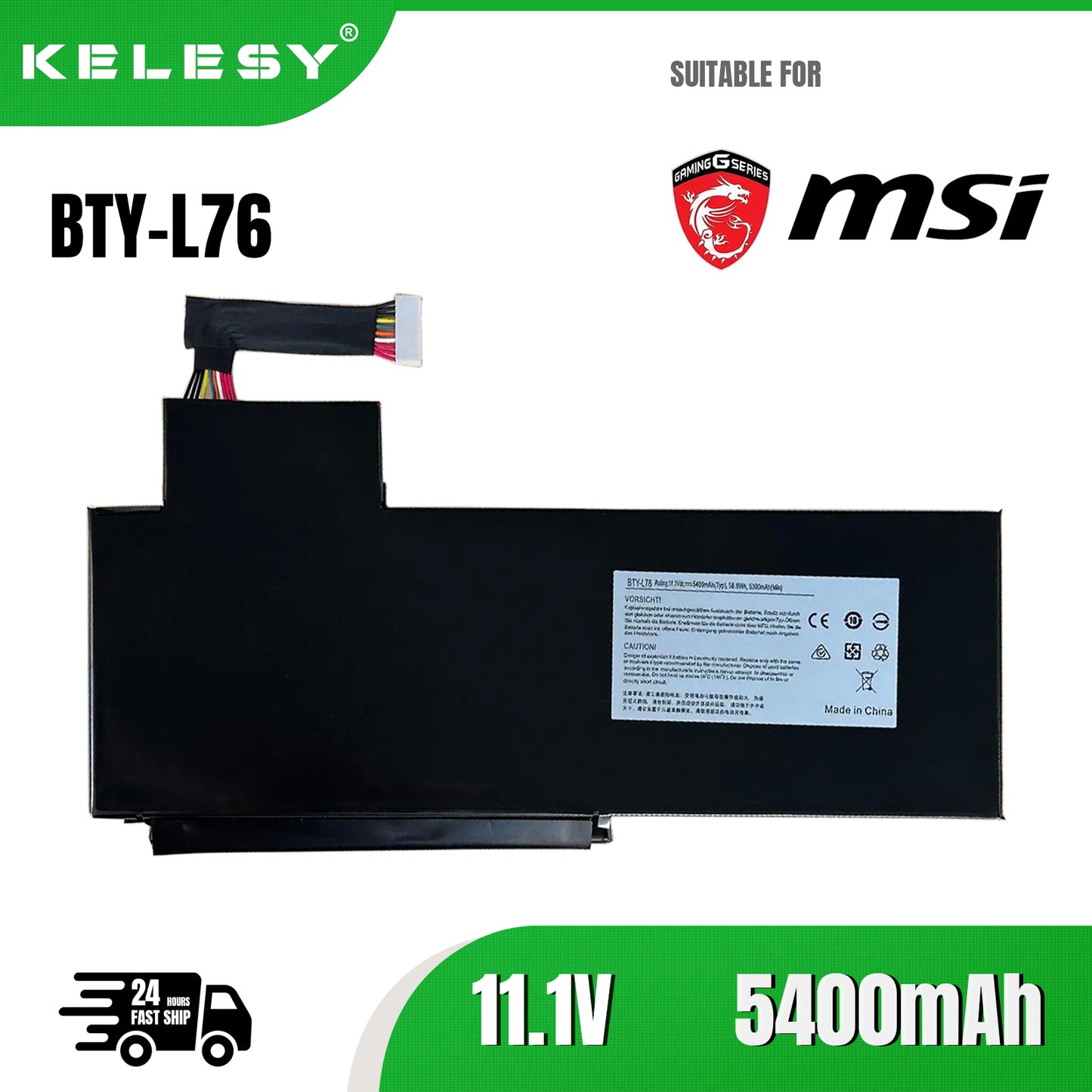 KELESY 5400mAh BTY-L76 Laptop Battery For MSI GS70 MS-1771 MS-1772 MS-1774 2QC-019XCN For Medion Erazer X7615 X7613
