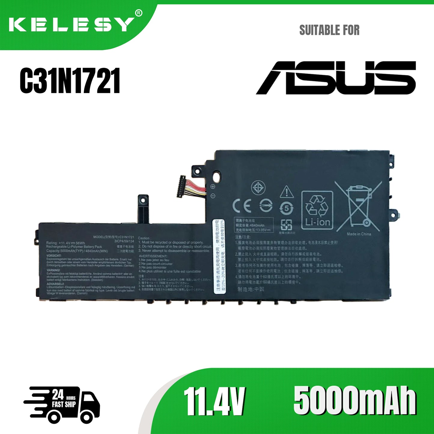 KELESY C31N1721 Batería para Asus Vivobook E406SA E406MA L406MA L406SA