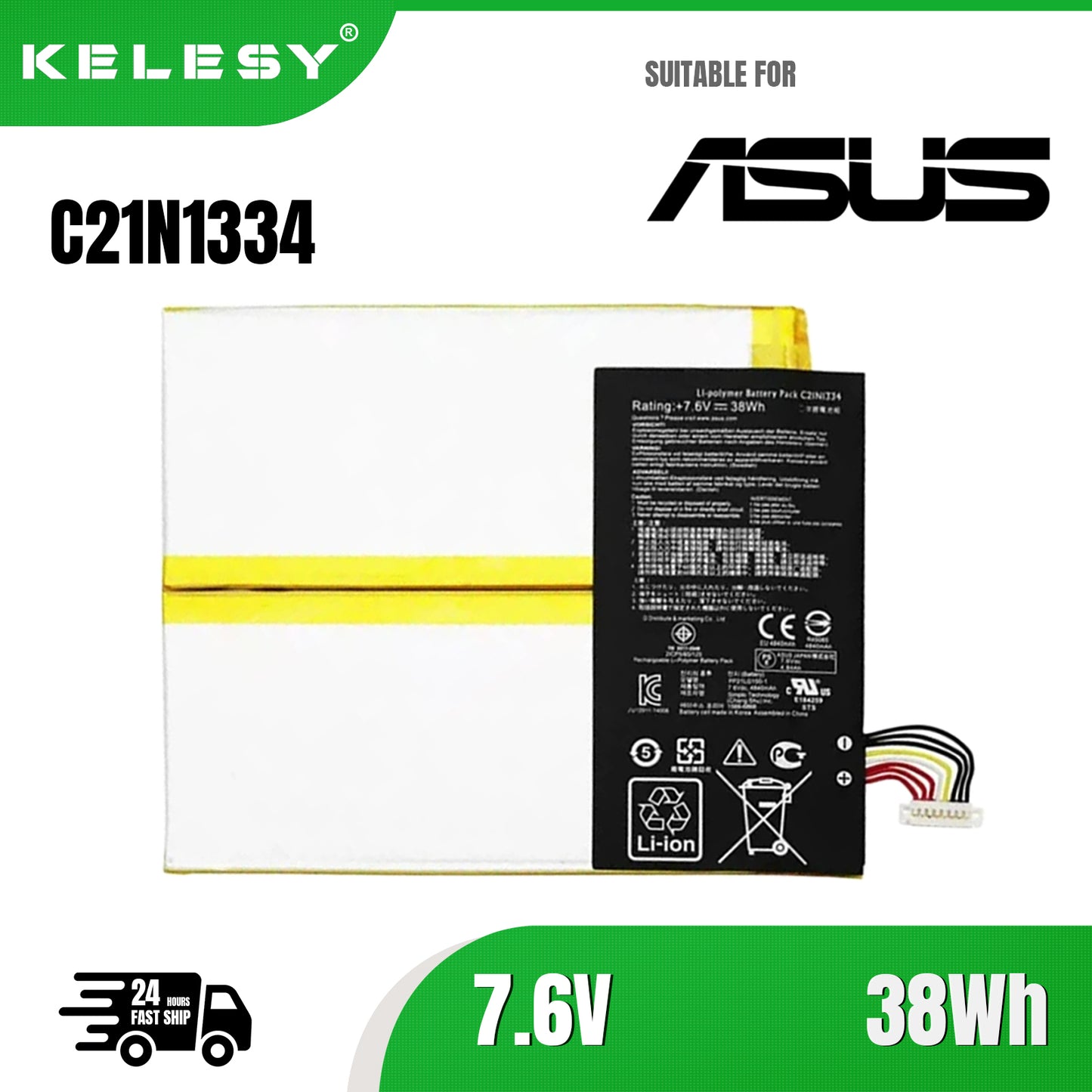 KELESY C21N1334 Laptop Battery For ASUS Transformer Book T200TA T200TA-1A T200TA-1K T200TA-1R 200TA-C1-BL Tablet PC 7.6V 38WH