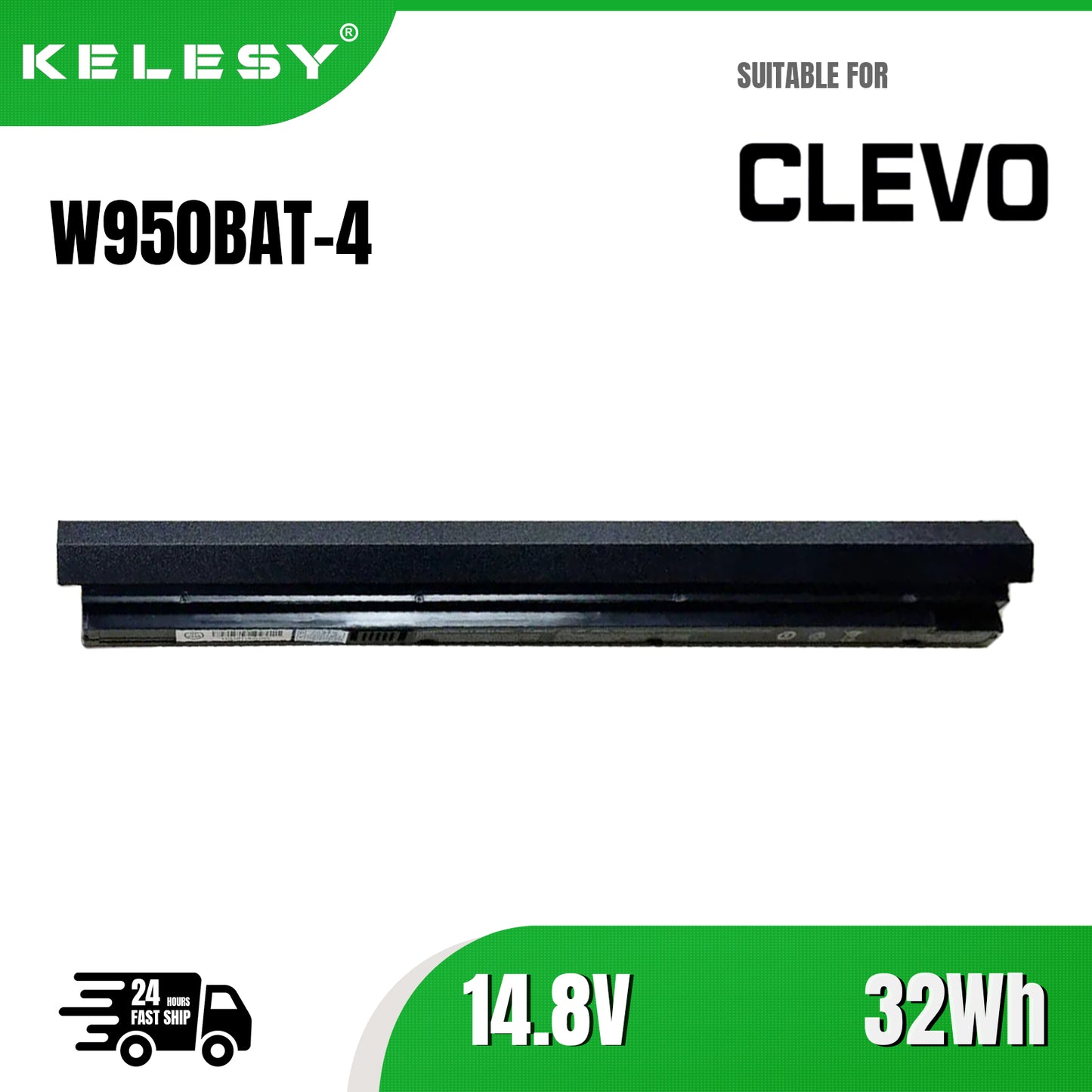 KELESY Batería de W950BAT-4 para Clevo W950JU, W950KL, W950KU, W950LU, W950TU
