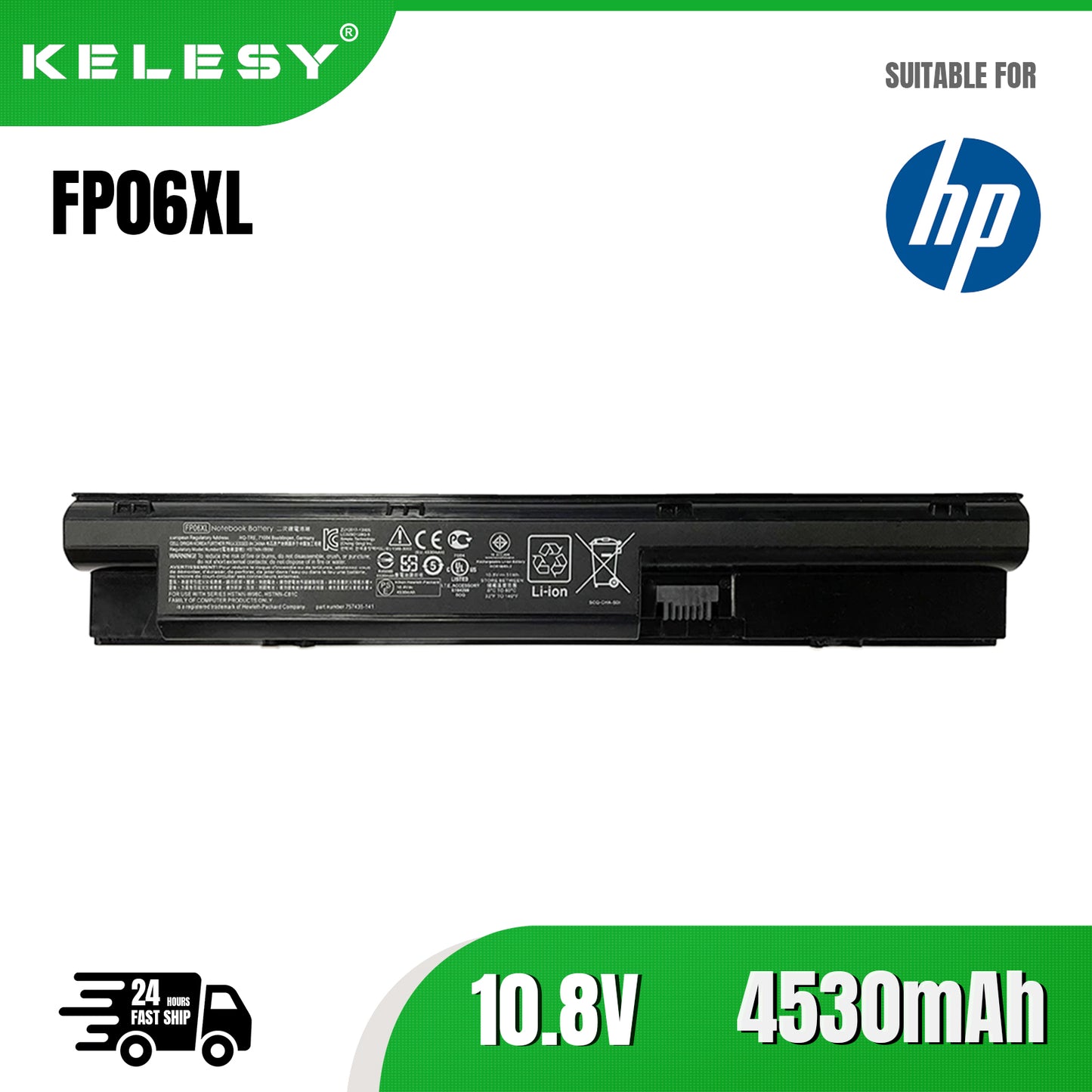 KELESY FP06XL 10.8V 51Wh 4530mAh Laptop Battery For HP ProBook 440 450 445 470 455 G0 G1 Series FP06 FP09 HSTNN-IB4