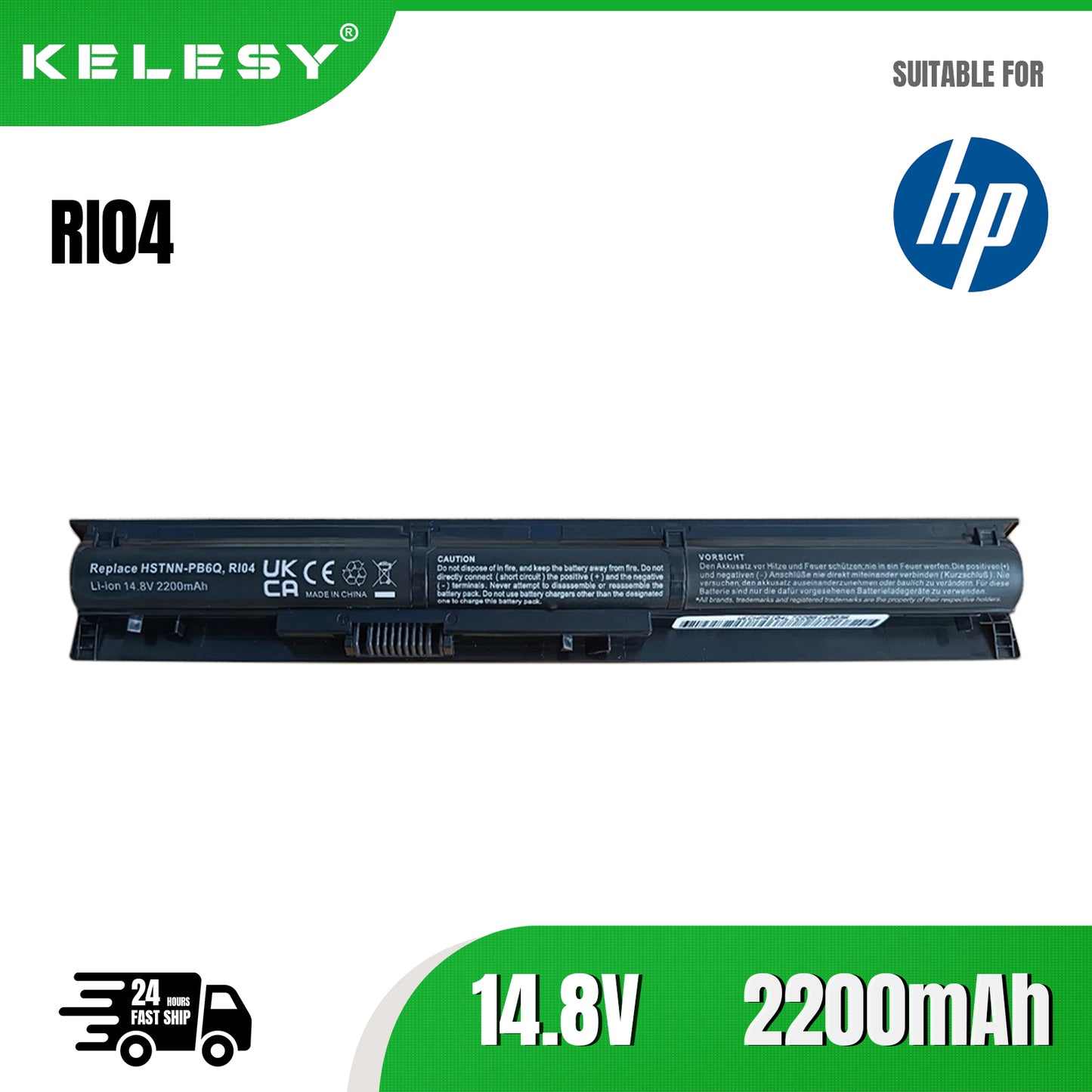 KELESY RI04 Laptop Battery For HP ProBook 450 455 470 G3 G4 New Replacement Notebook Battery 14.8V 2200mAh HSTNN-PB6Q