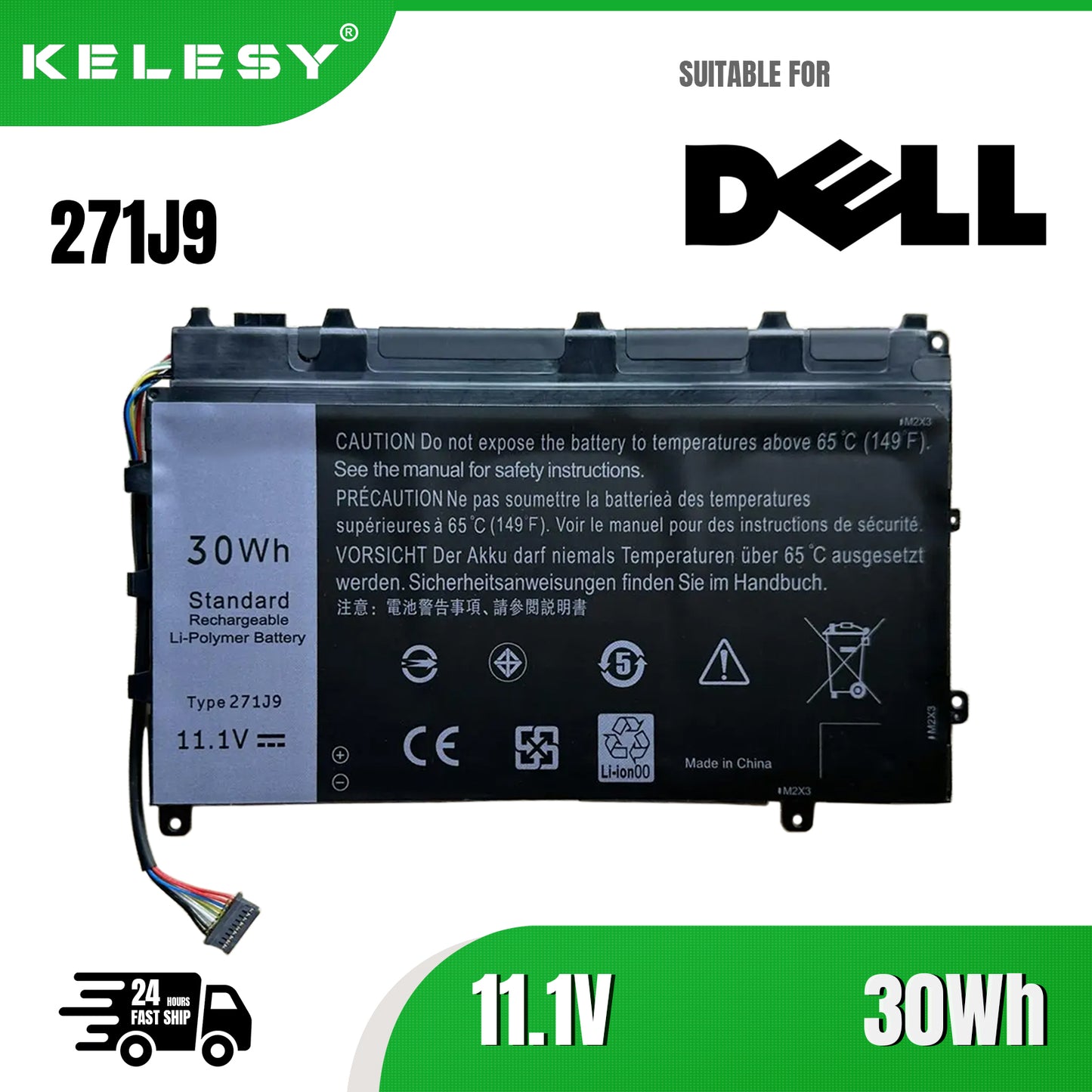 KELESY 271J9 Laptop Battery For DELL Latitude 13 7000 7350 Series GWV47 0GWV47 YX81V 11.1V 30Wh