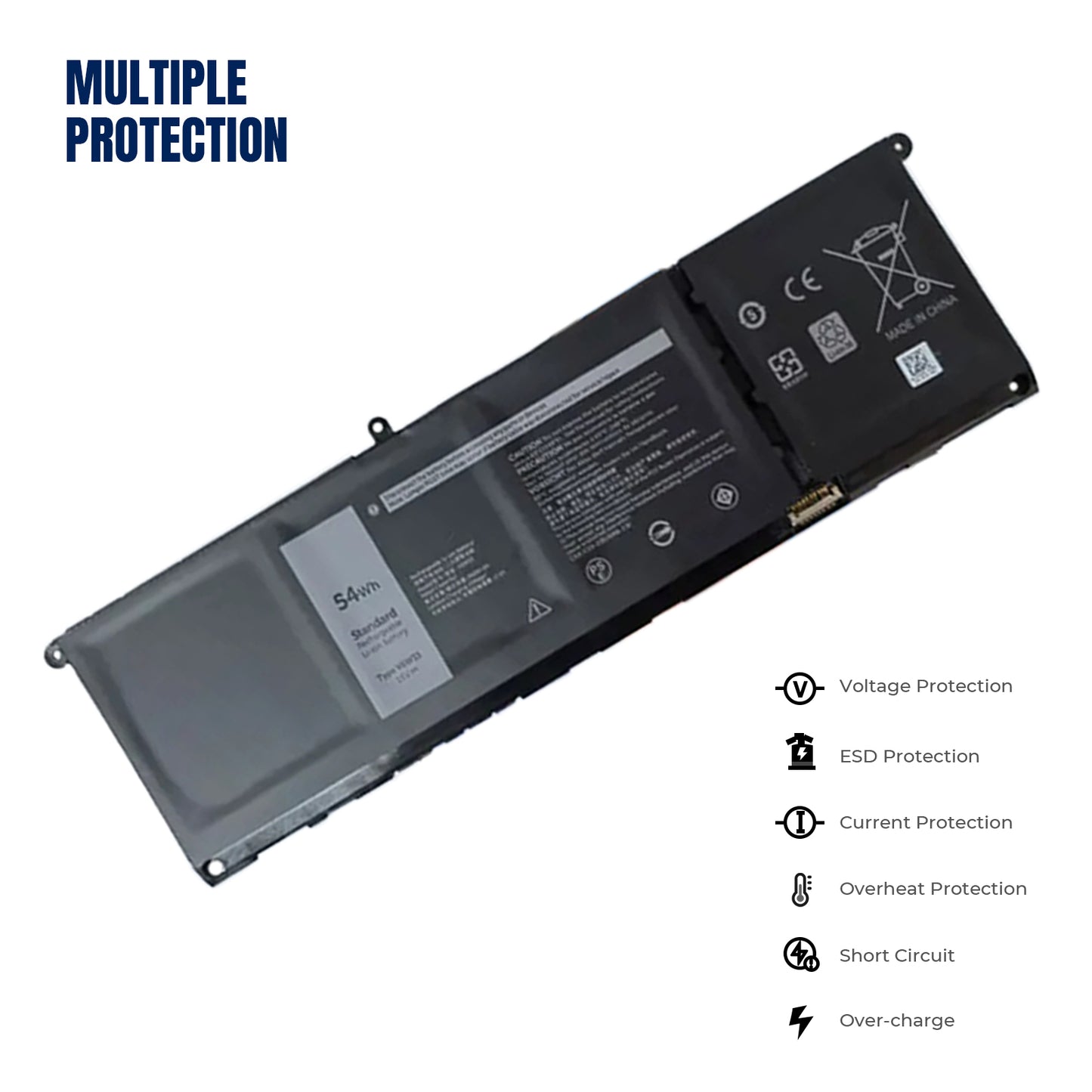 KELESY 15V 3420mAh 54Wh Battery V6W33 WV3K8 For Dell Inspiron 15 5510 5515 5418 5410 Latitude 3320 Vostro 3510 3515 3511 5310