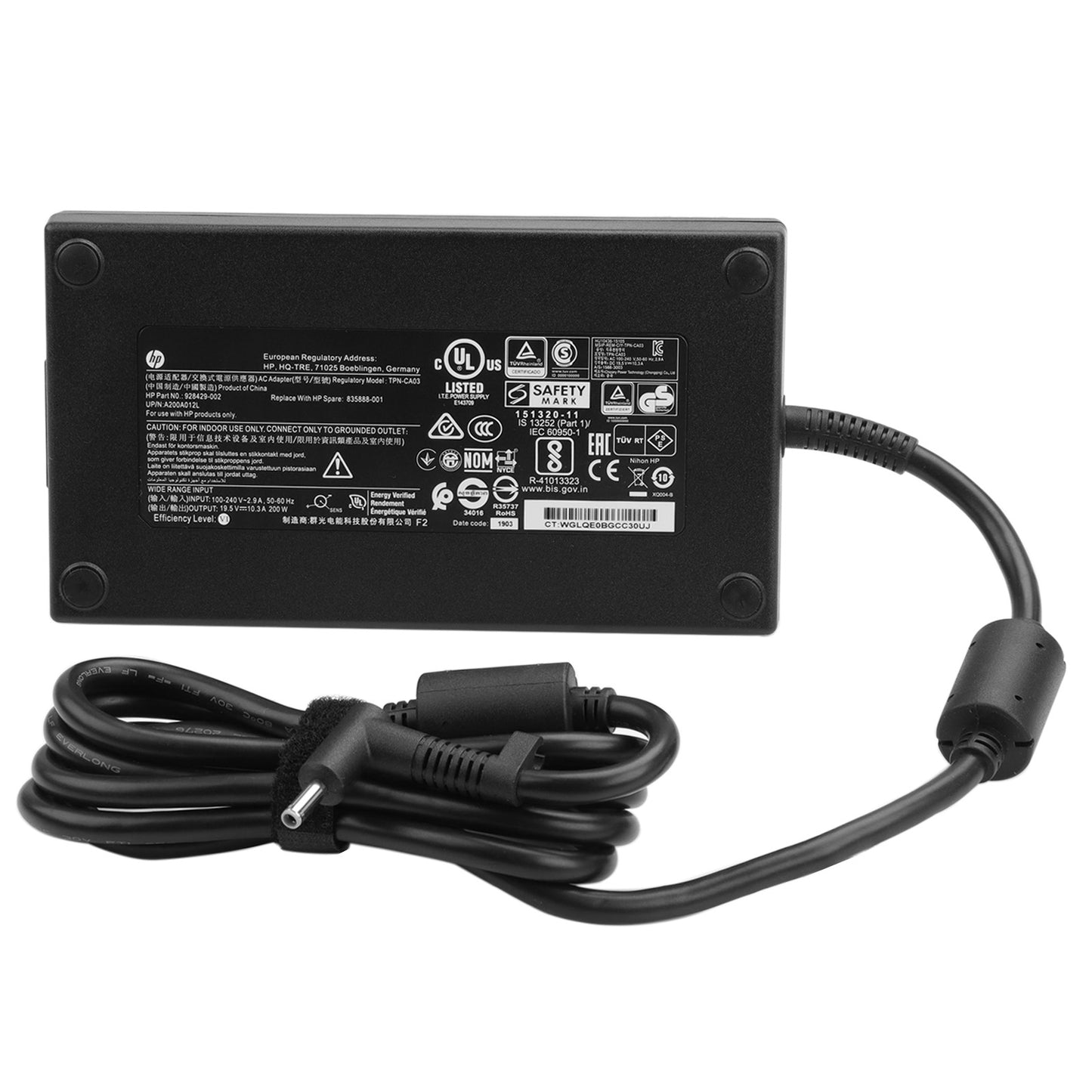 HP Laptop AC Adapter for HP 200W 19.5V/10.3A Blue Tip, TPN-CA03