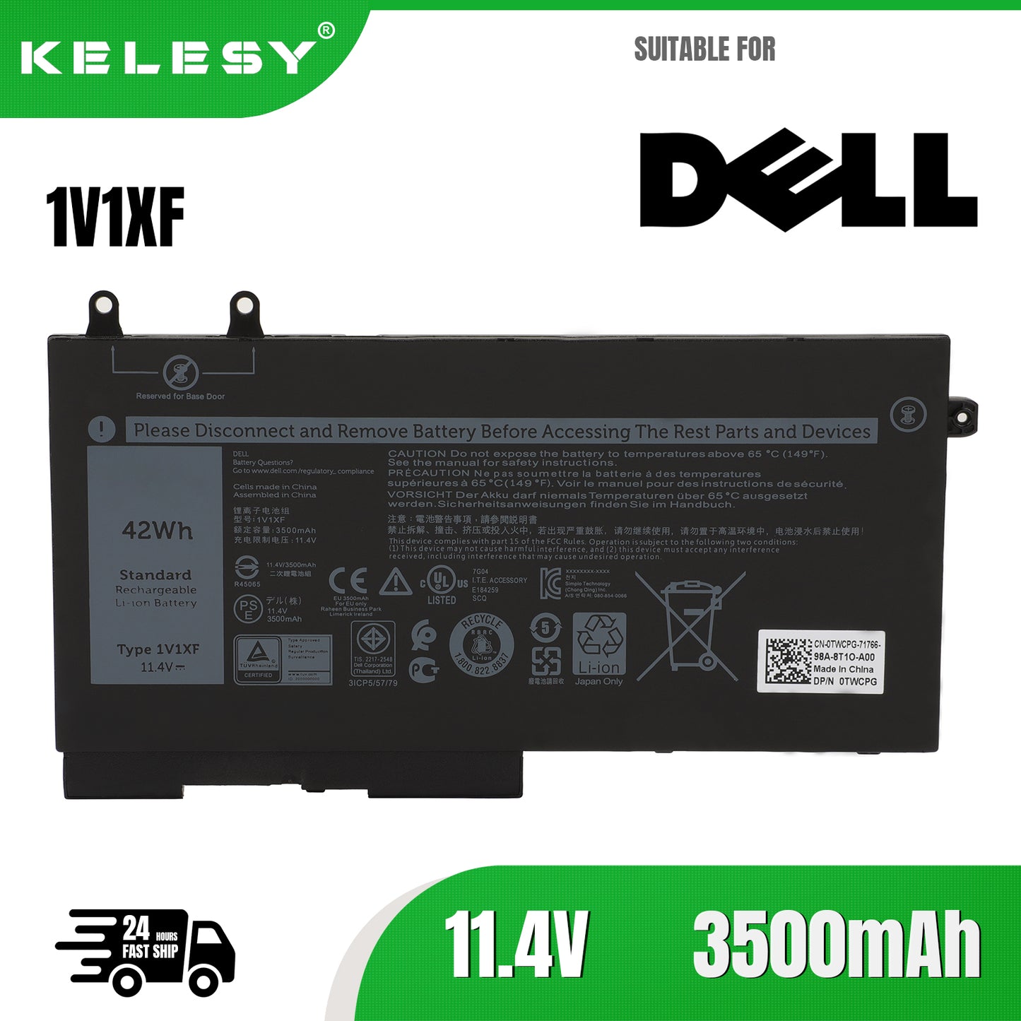 KELESY 1V1XF Laptop Battery for Dell Latitude 5400 5410 5500 Precision 3540 3550 Inspiron 7590 7591 2-in-1 Series 01V1XF