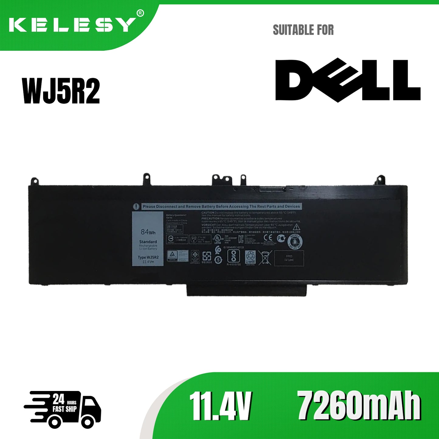 KELESY Batería de ordenador portátil para DELL Precision 15, 11,4 V, 84WH, WJ5R2, 3510, serie M3510, Notebook, WJ5R2, 4F5YV