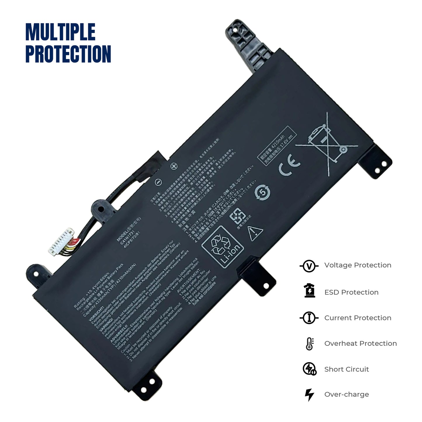 KELESY C41N1731 C41N1731-2 Laptop Battery For ASUS ROG Strix Gl704 GL504GM GL504GW GL504GS G515GV GL704GM 15.4V 66Wh