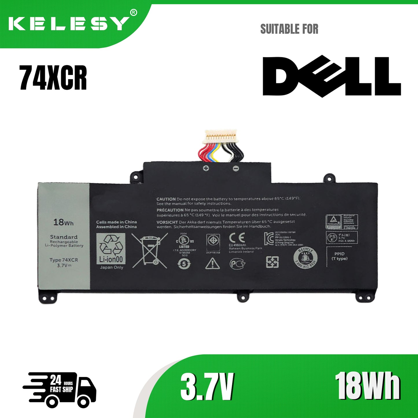 KELESY 74XCR 074XCR Laptop Battery For DELL Venue 8 Pro 5830 T01D VXGP6 X1M2Y Tablet Series 3.7V 18WH