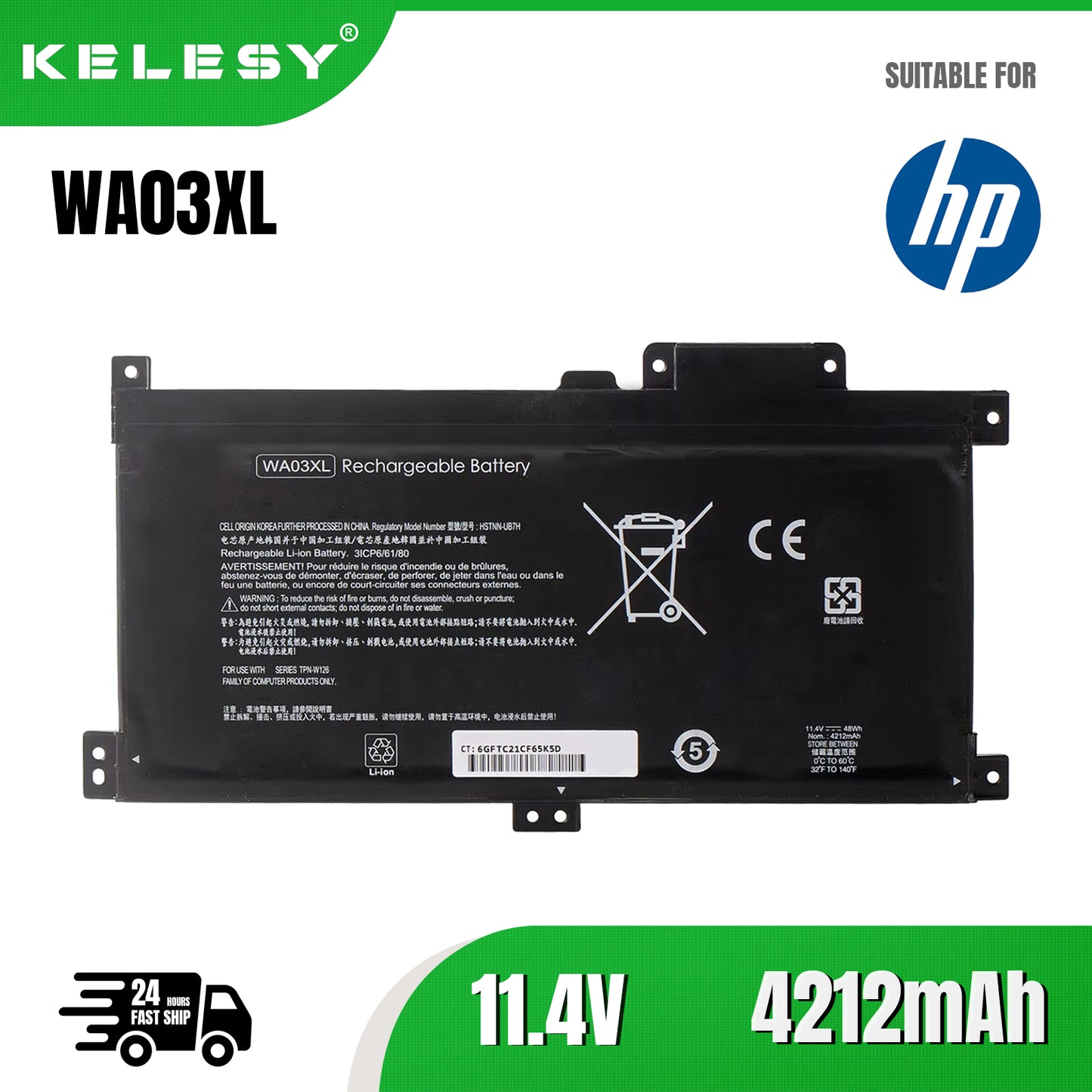 KELESY WA03XL 11.4V 48Wh оригинальный аккумулятор для ноутбука HP Pavilion X360 15-BR036TX HSTNN-LB7T HSTNN-UB7H 916812-855