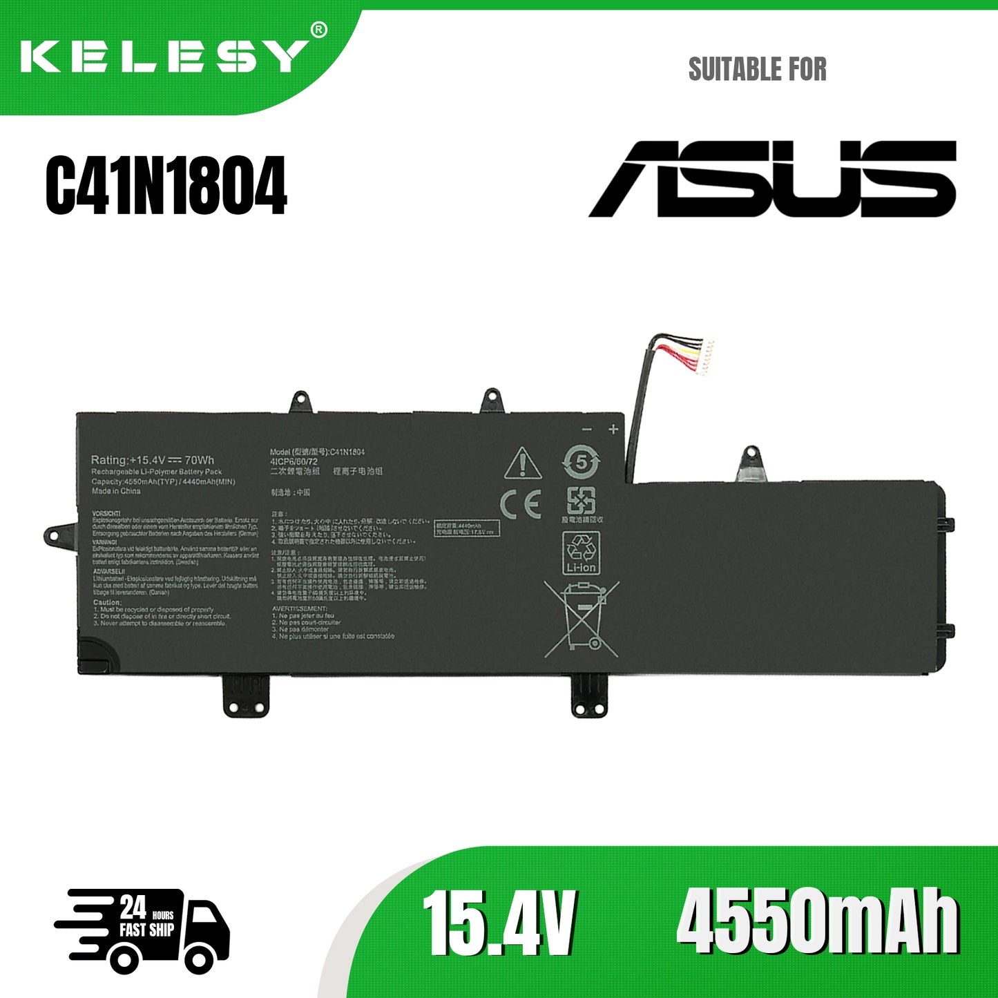 KELESY Batería C41N1804 para ordenador portátil ASUS ZenBook Pro 14, UX450FDX, UX450FD, UX480, UX480FD, UX450FDX-1A, UX450FDX