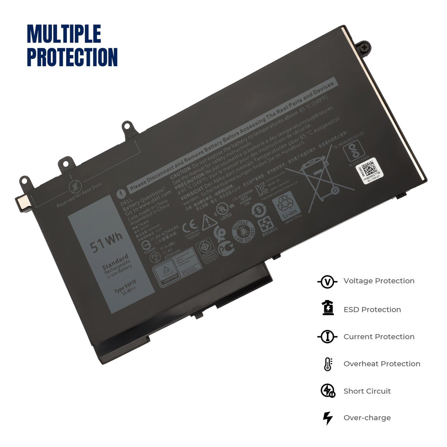 KELESY 3DDDG 93FTF Laptop Battery For Dell Latitude 5280 5288 5480 5490 5590 5491 5591 5495 M3520 M3530 E5280 E5480 11.4V 42Wh