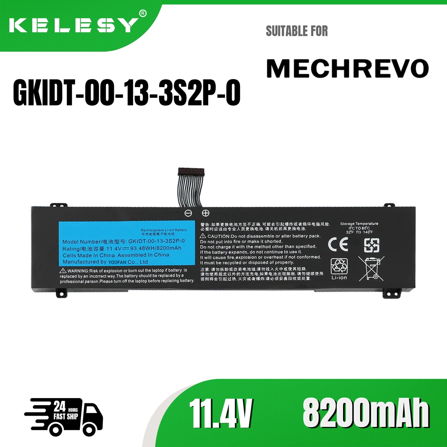 KELESY Batería de GKIDT-00-13-3S2P-0 de 11,4 V, 8200mAh, para XPG Xenia 15, para zhenker XMG Fusion 15 XFU15L19 GKIDT-03-17-3S2P