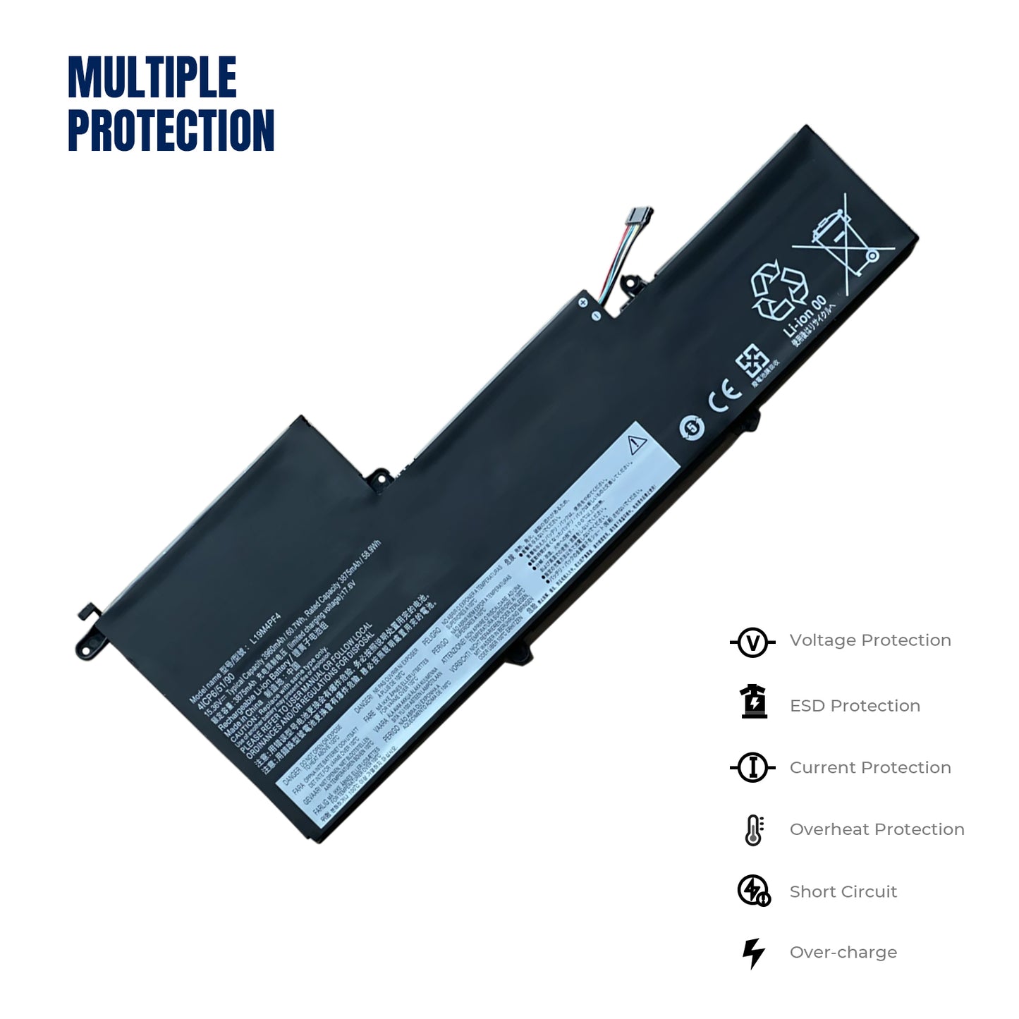 KELESY Batería para portátil Lenovo Ideapad Yoga Slim 7-14IIL05 7-14ARE05 15,36 V 60.7WH, L19M4PF4, L19D4PF4, L19C4PF4