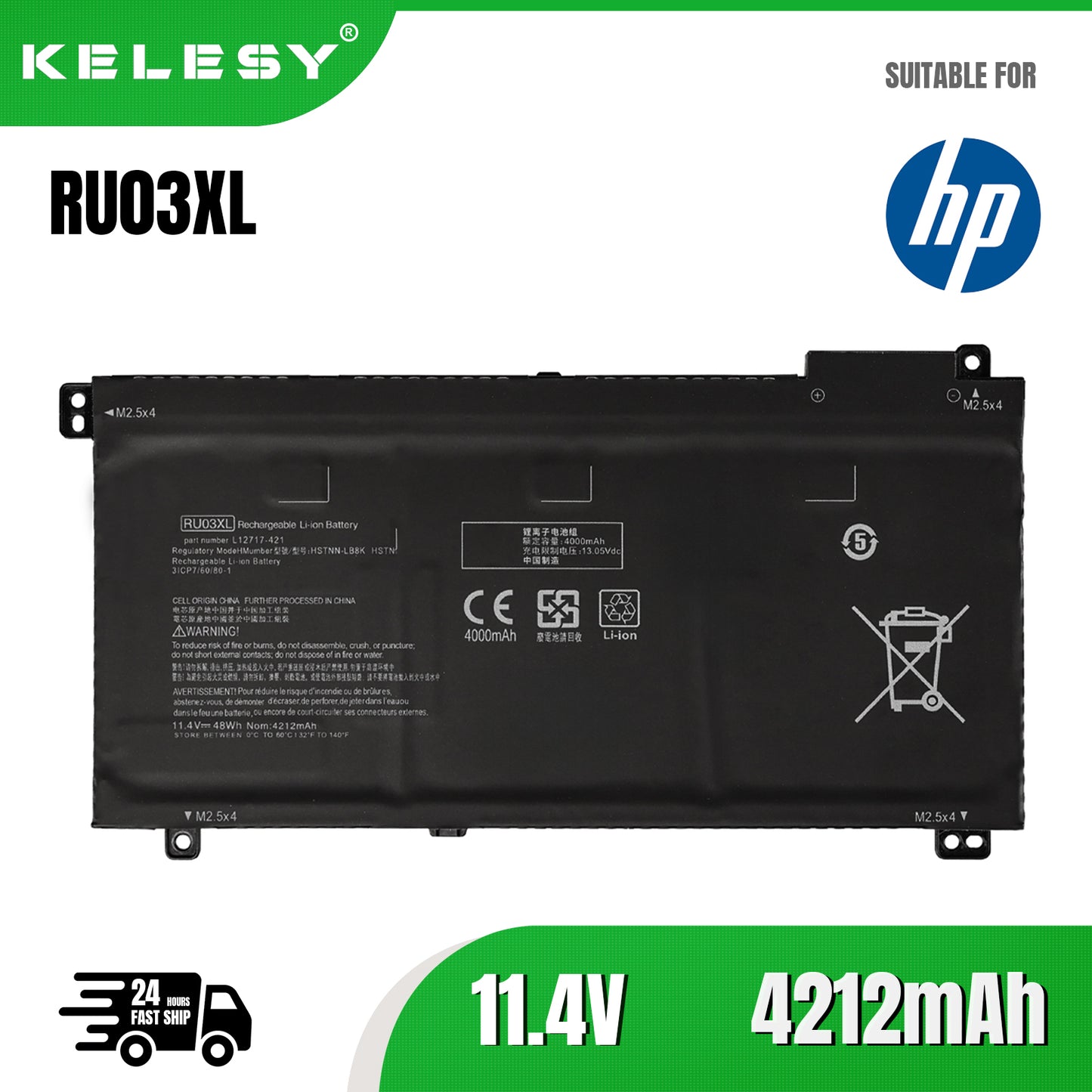 KELESY RU03XL Battery For HP ProBook X360 11 G3 G4 G5 G6 440 G1 Series Notebook HSTNN-LB8K HSTNN-UB7P HSTNN-IB8P L12791-855