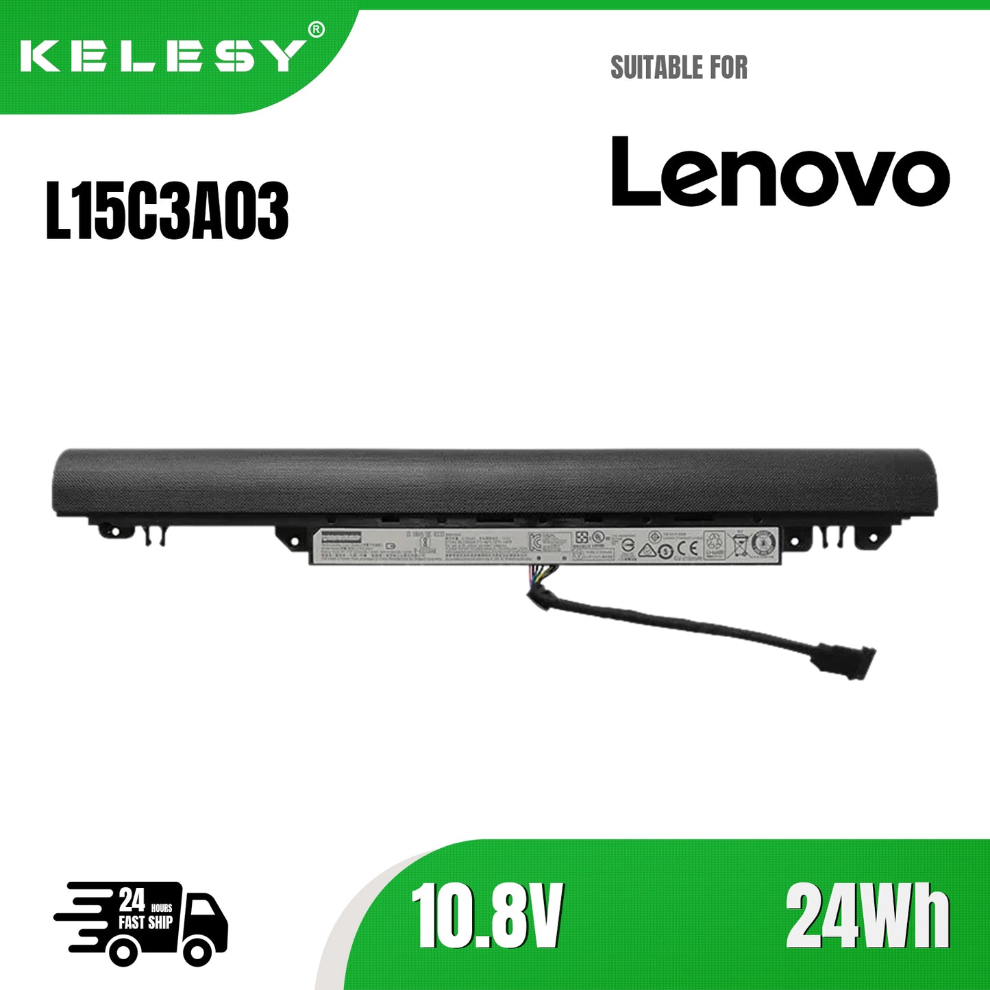 KELESY 10.8V 24WH Genuine Original Laptop Battery L15C3A03 L15S3A02 L15L3A03 For Lenovo Ideapad 110-15ACL 110-14IBR 110-14ISK
