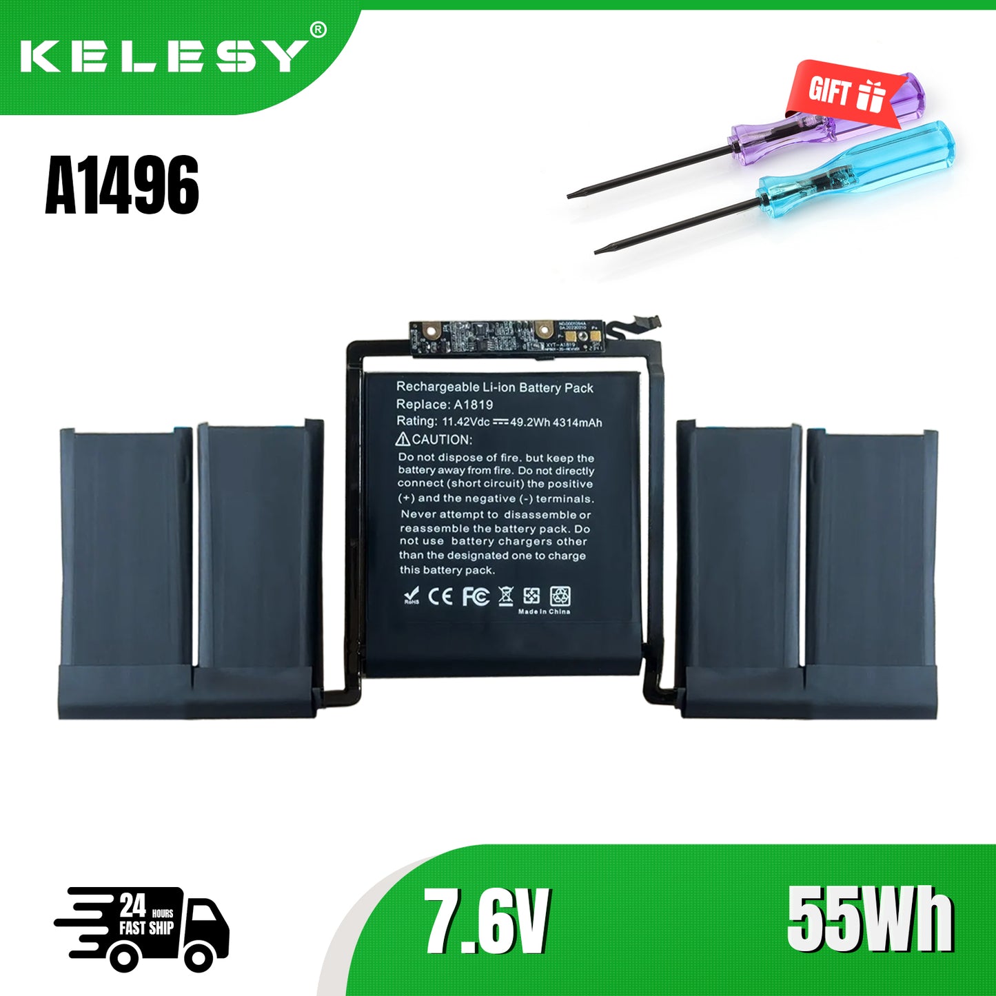 KELESY Nueva batería de ordenador portátil A1496 para Apple MacBook Air 13 "A1466 2012/2013/2014/2015/2017 MD760LL/A MD761CH/A