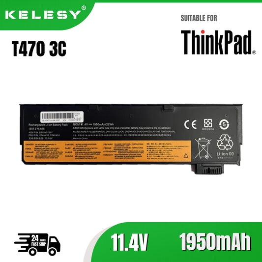 KELESY Nueva batería de ordenador portátil Oem 61 para Lenovo ThinkPad T570 T470 T480 T580 P51S P52S01AV423 01AV424 01AV425